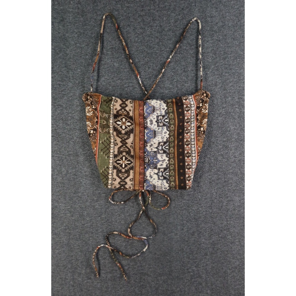 WINDSOR Boho Women Dreamer Printed Crop Top Earthy Festival Boho M